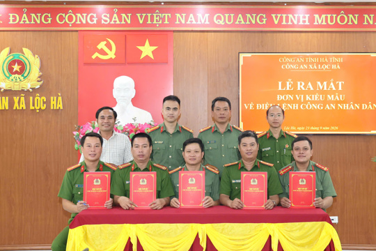 Công an xã Lộc Hà tổ chức Lễ ra mắt mô hình “Đơn vị kiểu mẫu về Điều lệnh Công an nhân dân” 