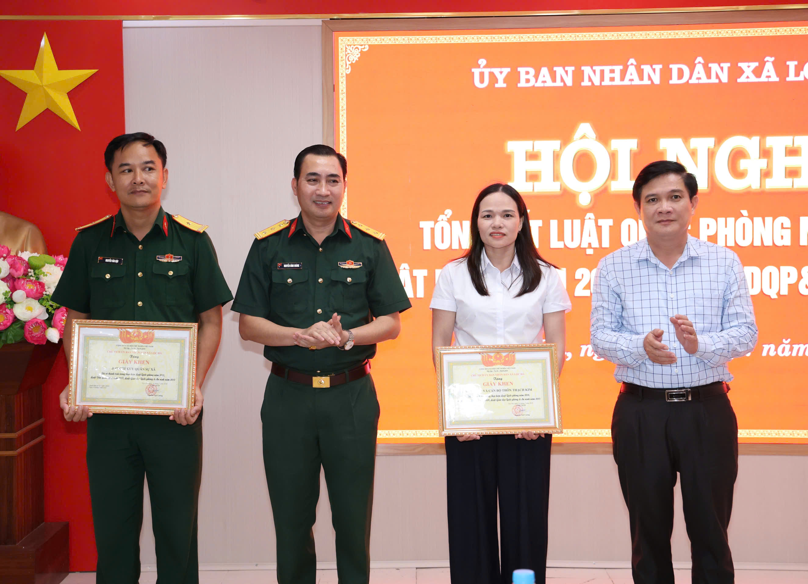 Xã Lộc Hà tổ chức Hội nghị tổng kết thi hành pháp luật về Luật Quốc phòng năm 2018, Luật Dân quân tự vệ năm 2019 và Luật Giáo dục quốc phòng và an ninh năm 2013