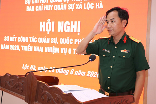 Ban Chỉ huy Quân sự xã Lộc Hà sơ kết công tác quân sự, quốc phòng 6 tháng đầu năm 2026 