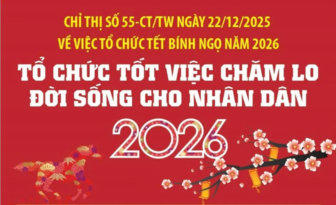 Nội dung Chỉ thị số 55-CT/TW về việc tổ chức Tết Bính Ngọ năm 2026 